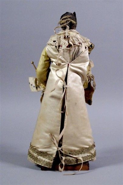 Statuette en cire peinte au naturel, figurant...