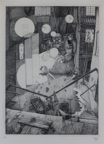 Philippe Mohlitz (né en 1941) La Barricade....