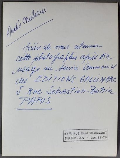Roger Parry André Malraux, vers 1950 Épreuve...