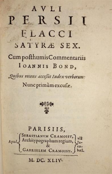 AULI PERSII FLACCI Satyrae Sex, commentariis...