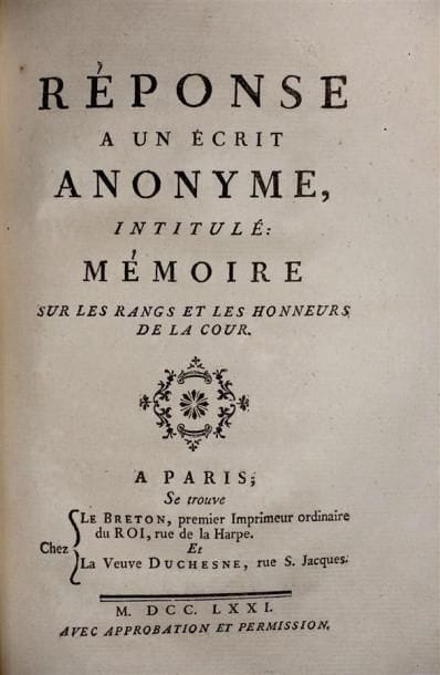[GIBERT] : Mémoires sur les Rangs et les...