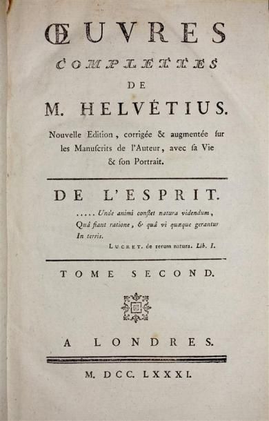 HELVETIUS : Oeuvres. Londres 1781, 4 vol....