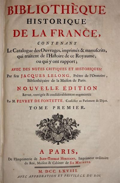 LELONG (R.P. Jacques, de l'Oratoire) : Bibliothèque...