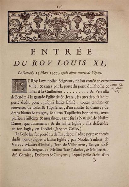 LYON : Relation des Entrées solemnelles dans...