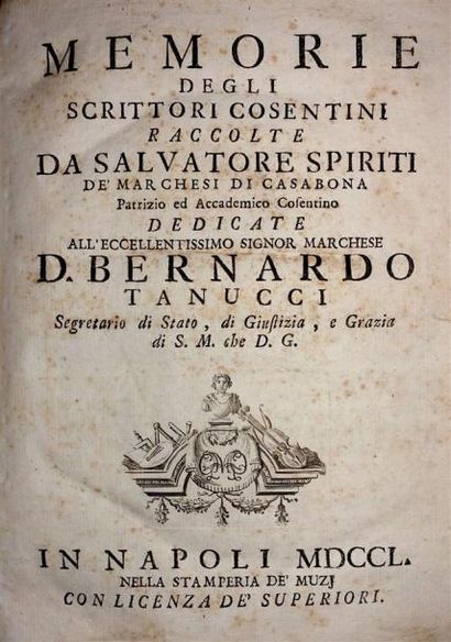 - NAPLES. TANUCCI : Memorie degli scrittori...