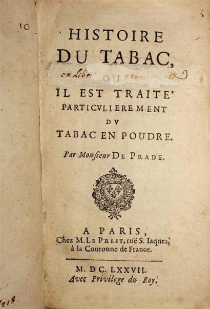 - TABAC. PRADE (J. Le Royer de) : Histoire...