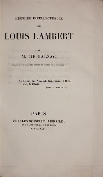 BALZAC (Honoré de) : Histoire intellectuelle...