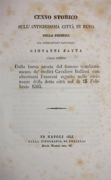 - POUILLES-BASILICATE. JATTA : Cenno storico...