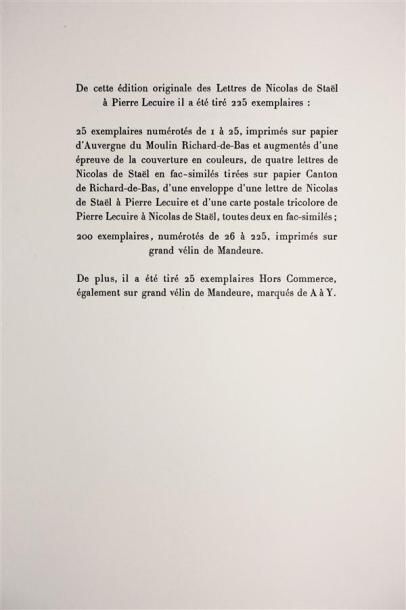 STAËL (Nicolas de) : Lettres de Nicolas de...
