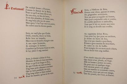 VILLON François : Le Testament. Paris Editions...
