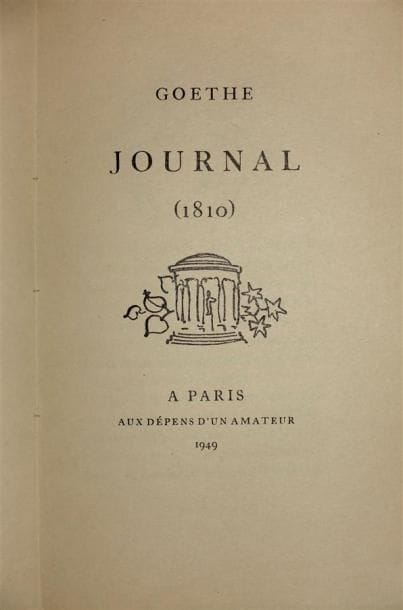 CURIOSA : GOETHE : Journal de voyage (1810)....