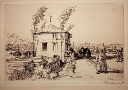 Auguste Lepère (1849-1918) Guinguette route...
