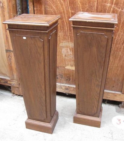 Paire de gaines tronconiques en bois naturel.
Style...