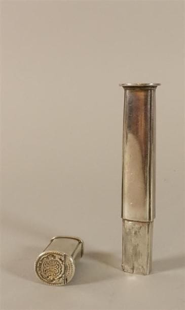 Étui pour cire à cacheter en argent, à décor...