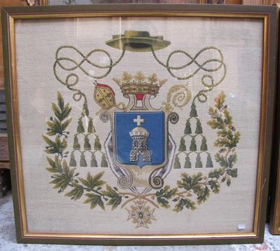 Armoiries d'un évêque.
Broderie.
Haut. :...