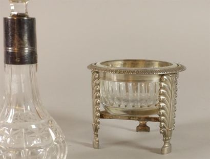 Deux salières en argent, intérieur verre,...