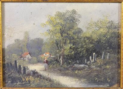 Deux huiles sur carton signées 