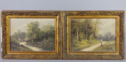 Deux huiles sur carton signées 