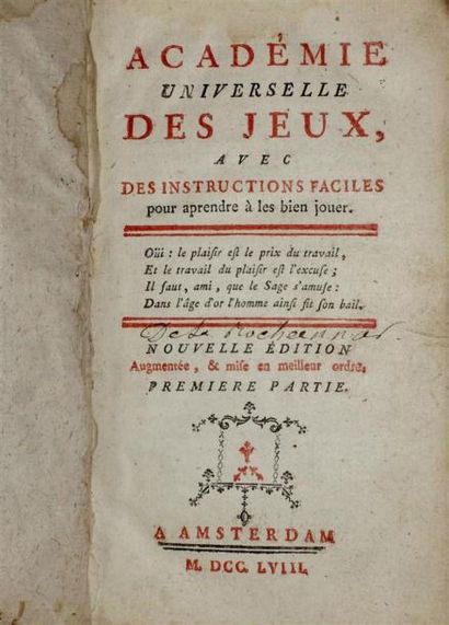 JEU DE PAUME
Académie Universelle des Jeux....