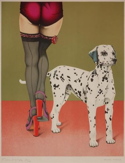 Six estampes contemporaines en noir ou en...