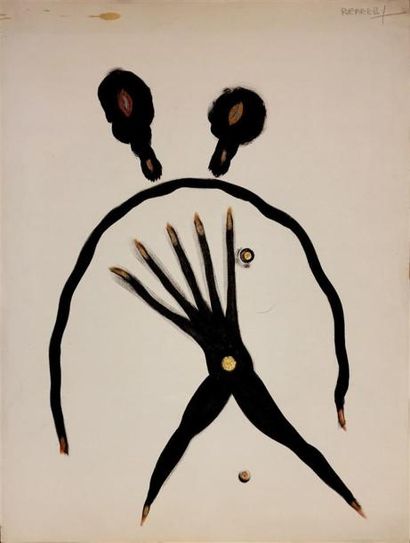 Six estampes contemporaines en noir ou en...