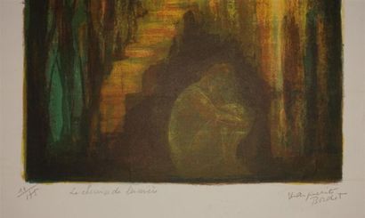 Six estampes contemporaines en noir ou en...