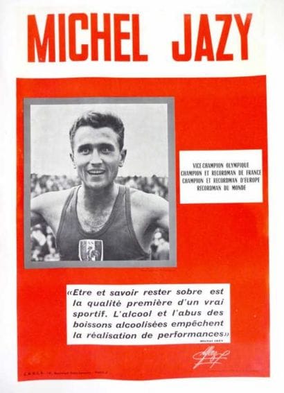 ATHLÉTISME
Affiche entoilée de Michel Jazy,...