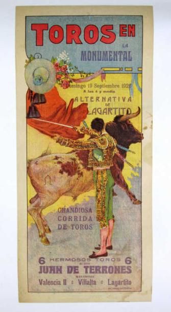 TAUROMACHIE
Lot de dix affichettes lithographiées,...