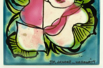 Étui à allumettes en céramique émaillée polychrome,...