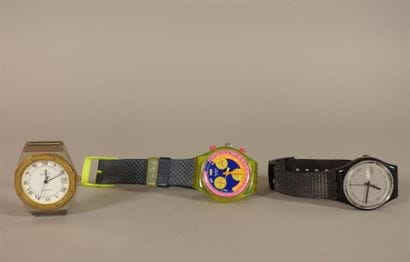 Deux montres Swatch et une montre Fabergé...
