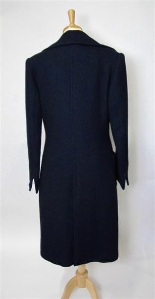 Ensemble manteau et jupe en laine bleu marine,...