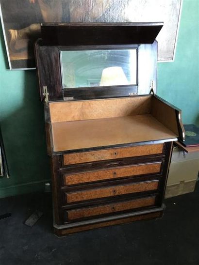 Commode de toilette en bois de placage, ronce...