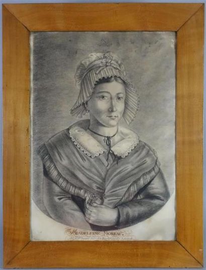 Madeleine Moreau. Estampe, 565 x 400. Encadrée,...