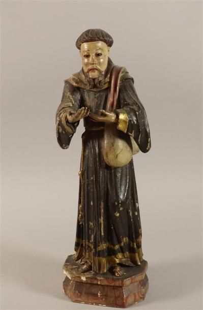 Saint personnage en bois sculpté peint.
Haut....