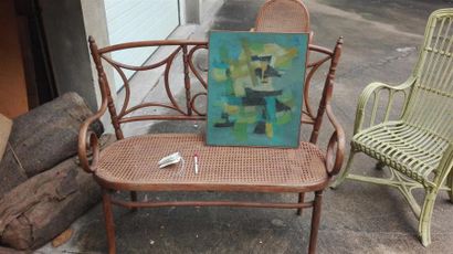 Banc en rotin. 