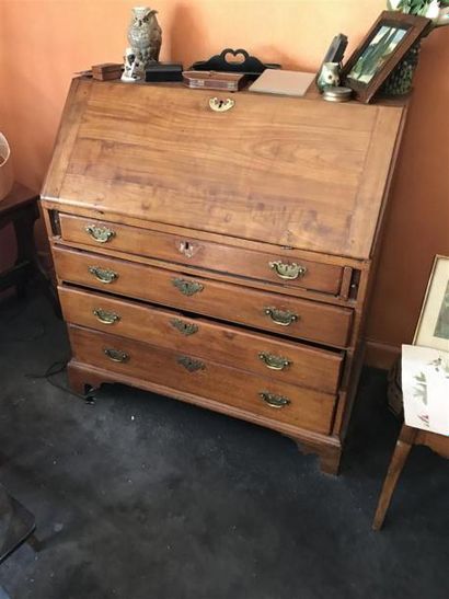 Bureau de pente en bois exotique ouvrant...