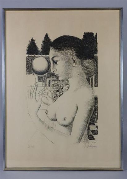 D'après Paul DELVAUX (1897-1994)
Femme nue...