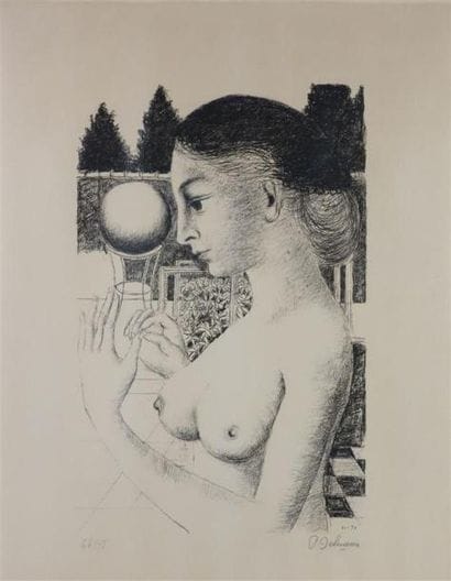 D'après Paul DELVAUX (1897-1994)
Femme nue...
