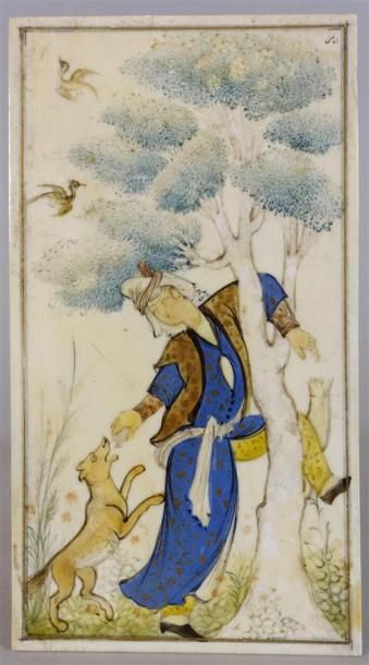 Plaquette peinte.
Haut. : 10 cm ; Larg. :...