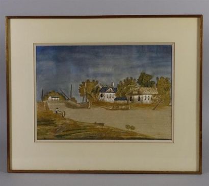 Broderie.
Haut. : 26,3 cm ; Larg. : 38 cm...