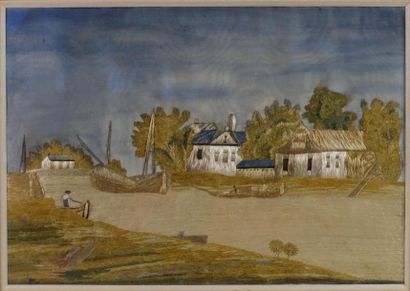Broderie.
Haut. : 26,3 cm ; Larg. : 38 cm...