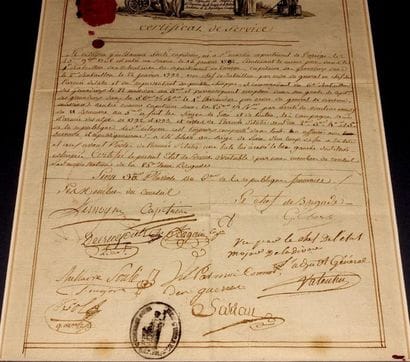 Certificat de service du Capitaine Guillaume...