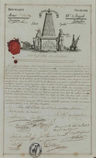 Certificat de service du Capitaine Guillaume...