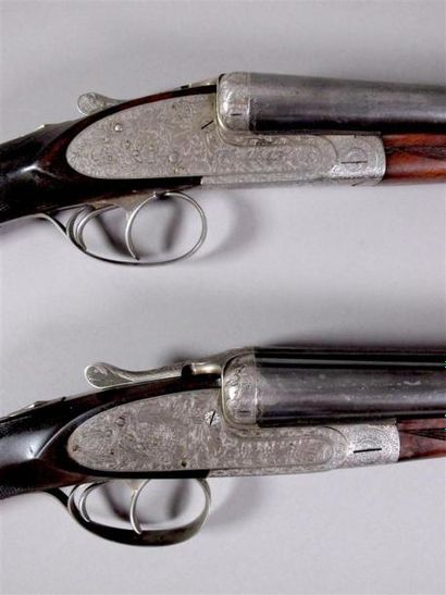 Paire de fusils de chasse Liégeois à platines,...