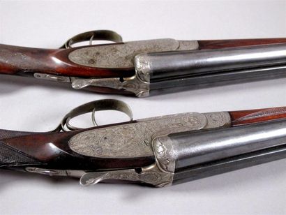 Paire de fusils de chasse Liégeois à platines,...