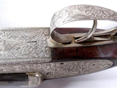 Paire de fusils de chasse Liégeois à platines,...