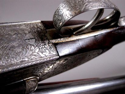 Paire de fusils de chasse Liégeois à platines,...