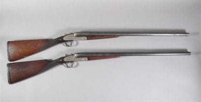 Paire de fusils de chasse Liégeois à platines,...