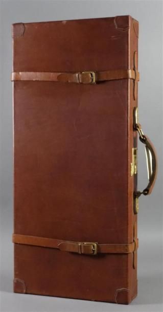 Valise de transport en cuir brun pour paire...