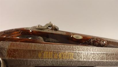 Coffret de pistolets de duel par Jean LECLERC,...